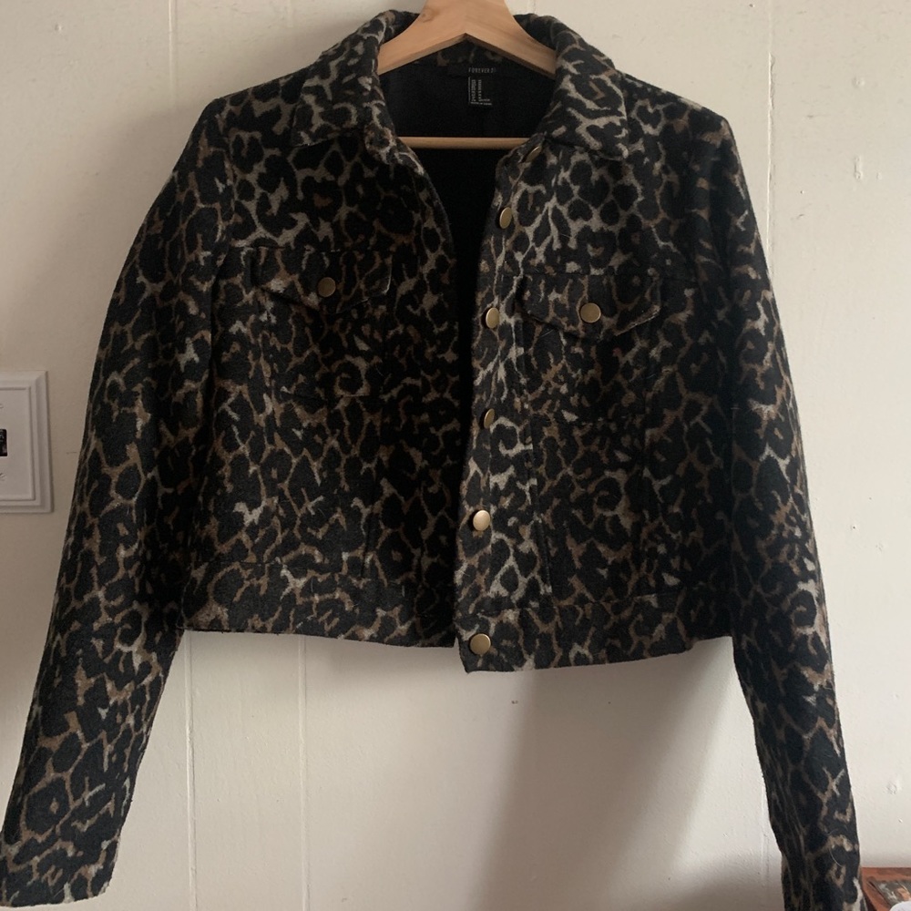 Fleece Leopard Print  Jacket